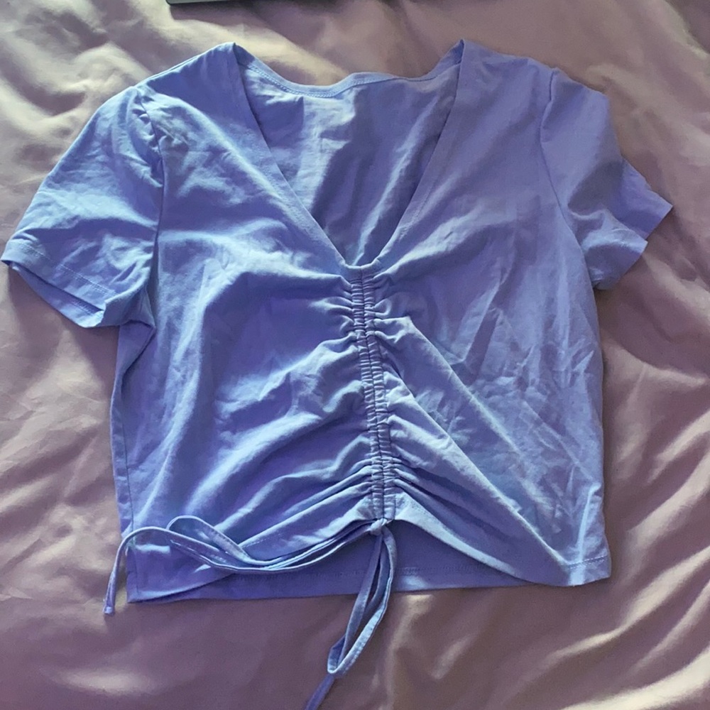 Shein Blue Scrunch Up T Shirt